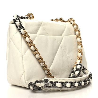 Chanel Shiny Crumpled Calfskin Quilted Medium Chanel 19 Flap White 3 of 11