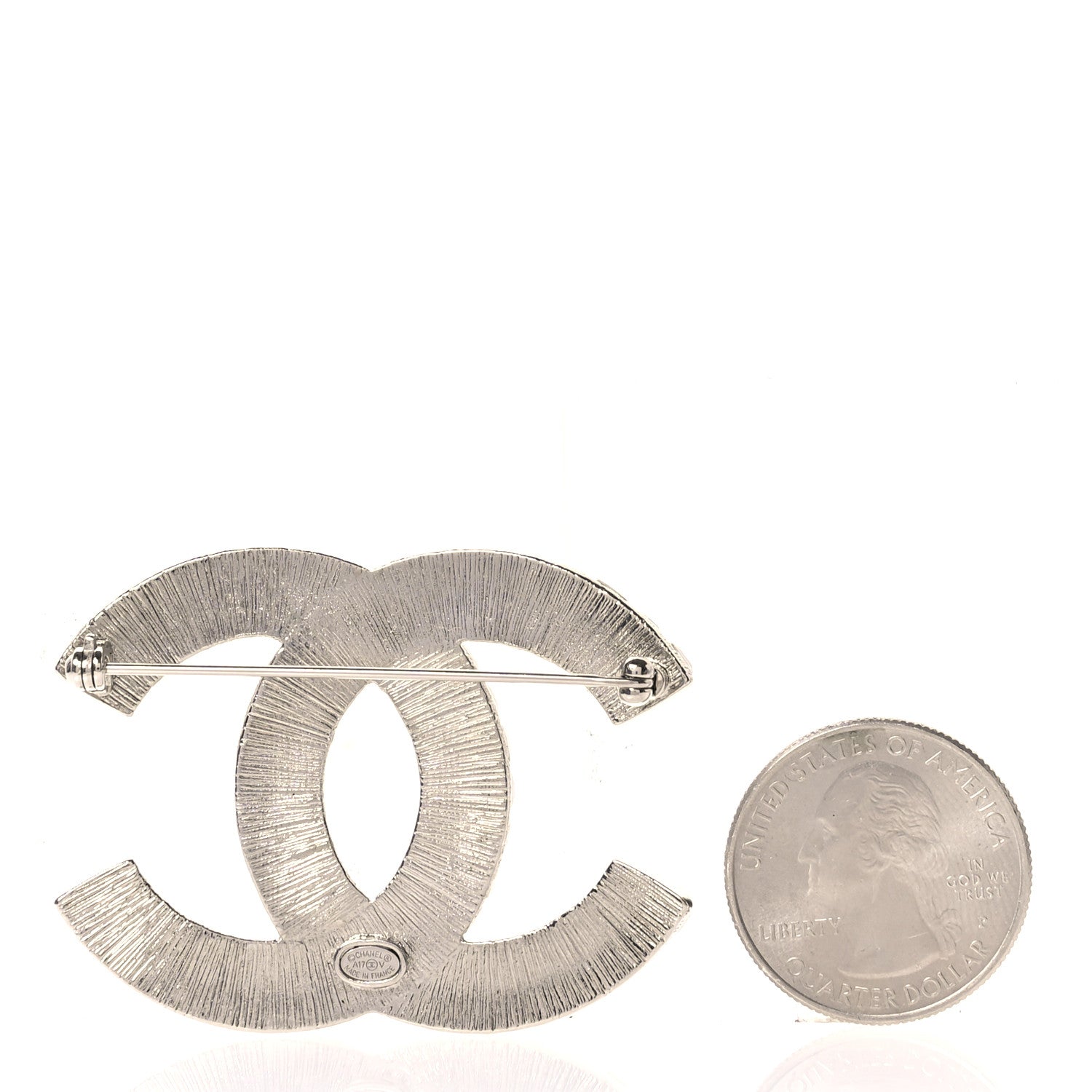 Chanel Baguette Crystal CC Brooch Silver 2 of 4