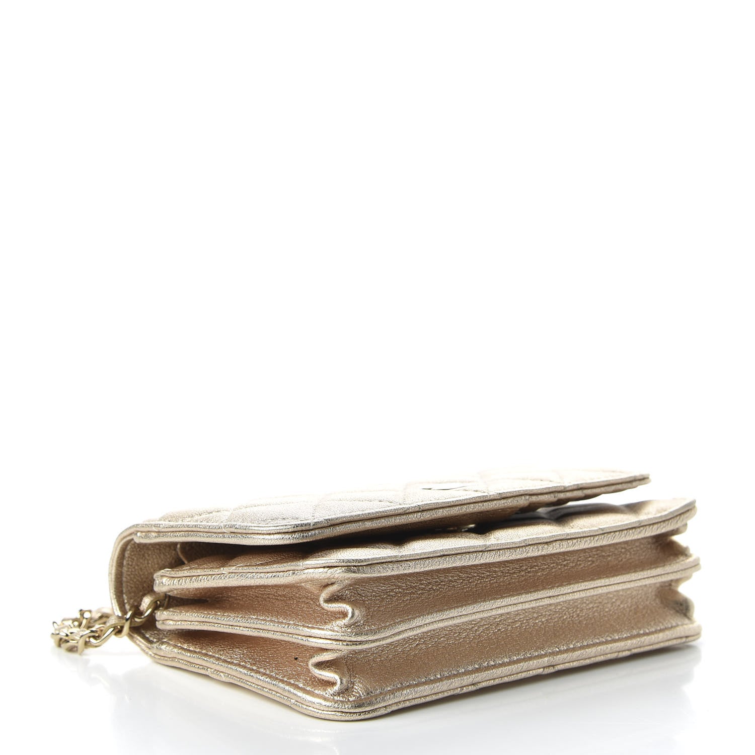 Chanel Metallic Lambskin Quilted Mini Wallet On Chain WOC Gold 4 of 11
