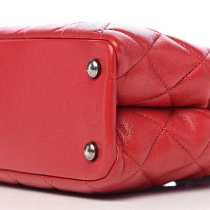 Chanel Shiny Sheepskin Quilted Small Shopping Tote Red 9 of 12