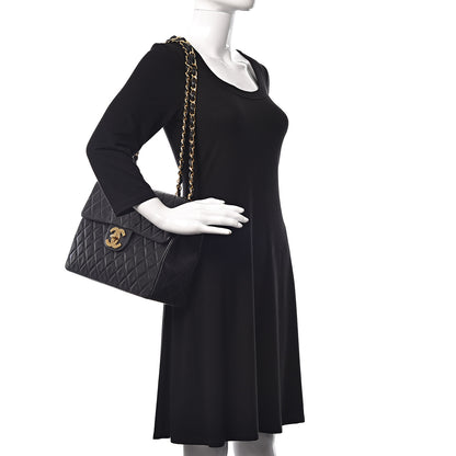 Chanel Lambskin Quilted XL Jumbo Single Flap Black 2 of 10