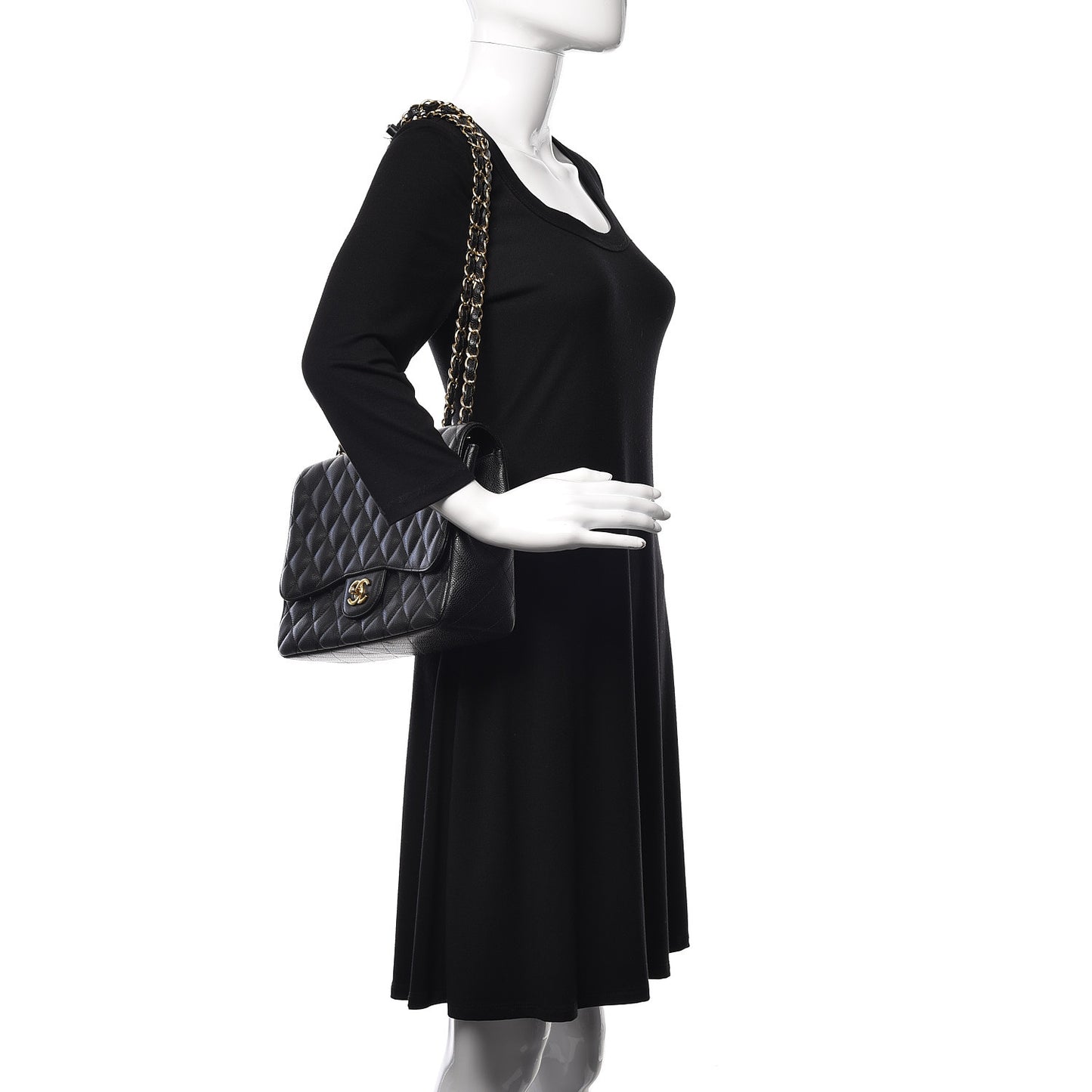 Caviar Quilted Jumbo Single Flap Black