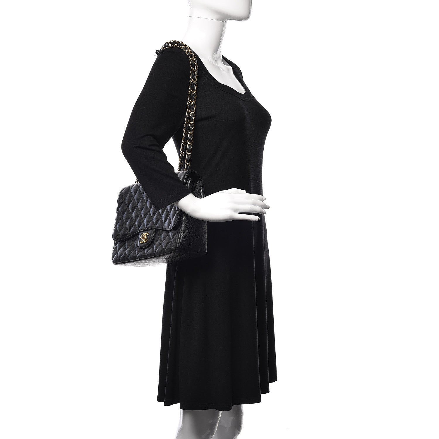 Chanel Caviar Quilted Jumbo Single Flap Black 2 of 12