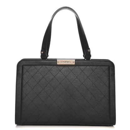 Chanel Grained Calfskin Stitched Large Label Click Shopper Tote Black 1 of 7