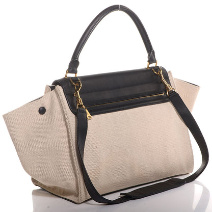 Celine Smooth Calfskin Canvas Medium Trapeze Cream 3 of 8