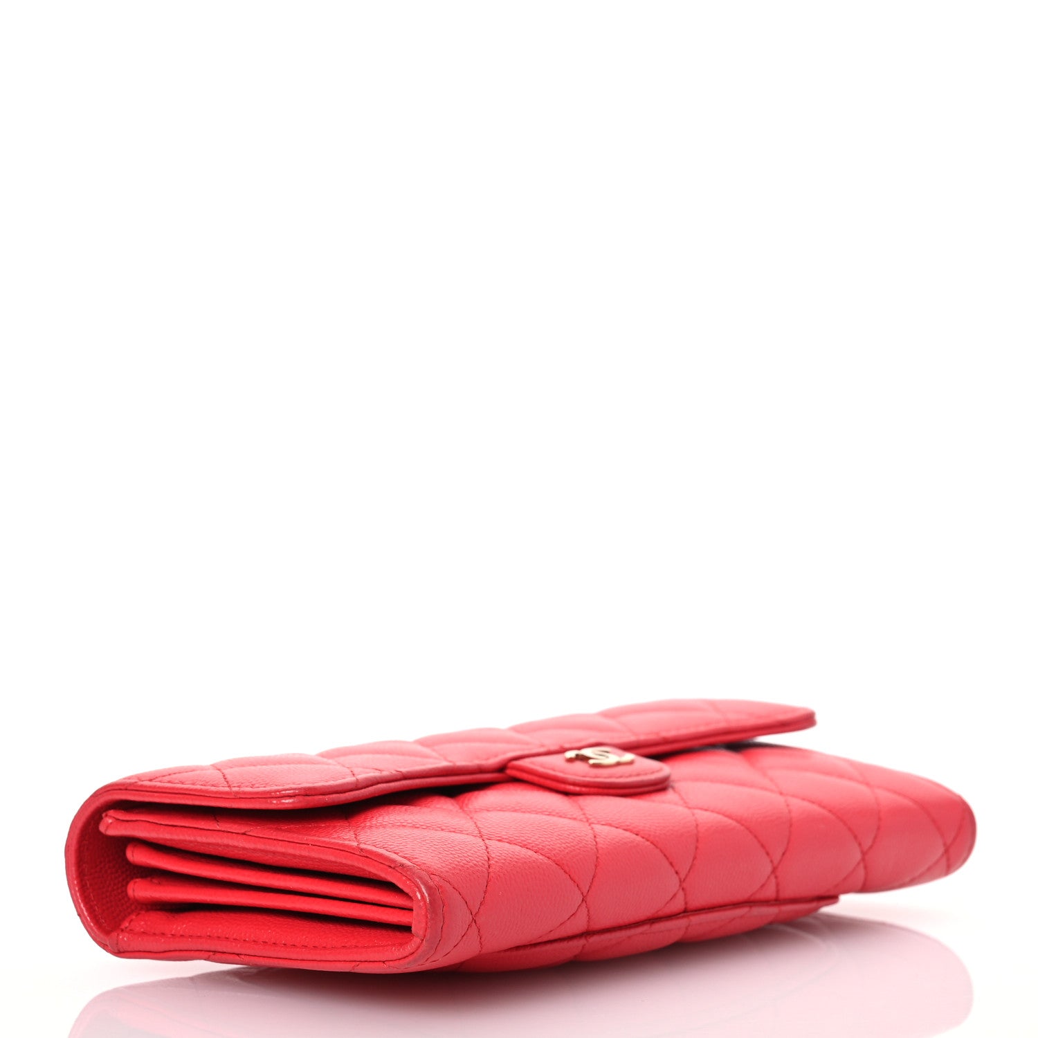 Chanel Caviar Quilted Large Gusset Flap Wallet Red 4 of 17