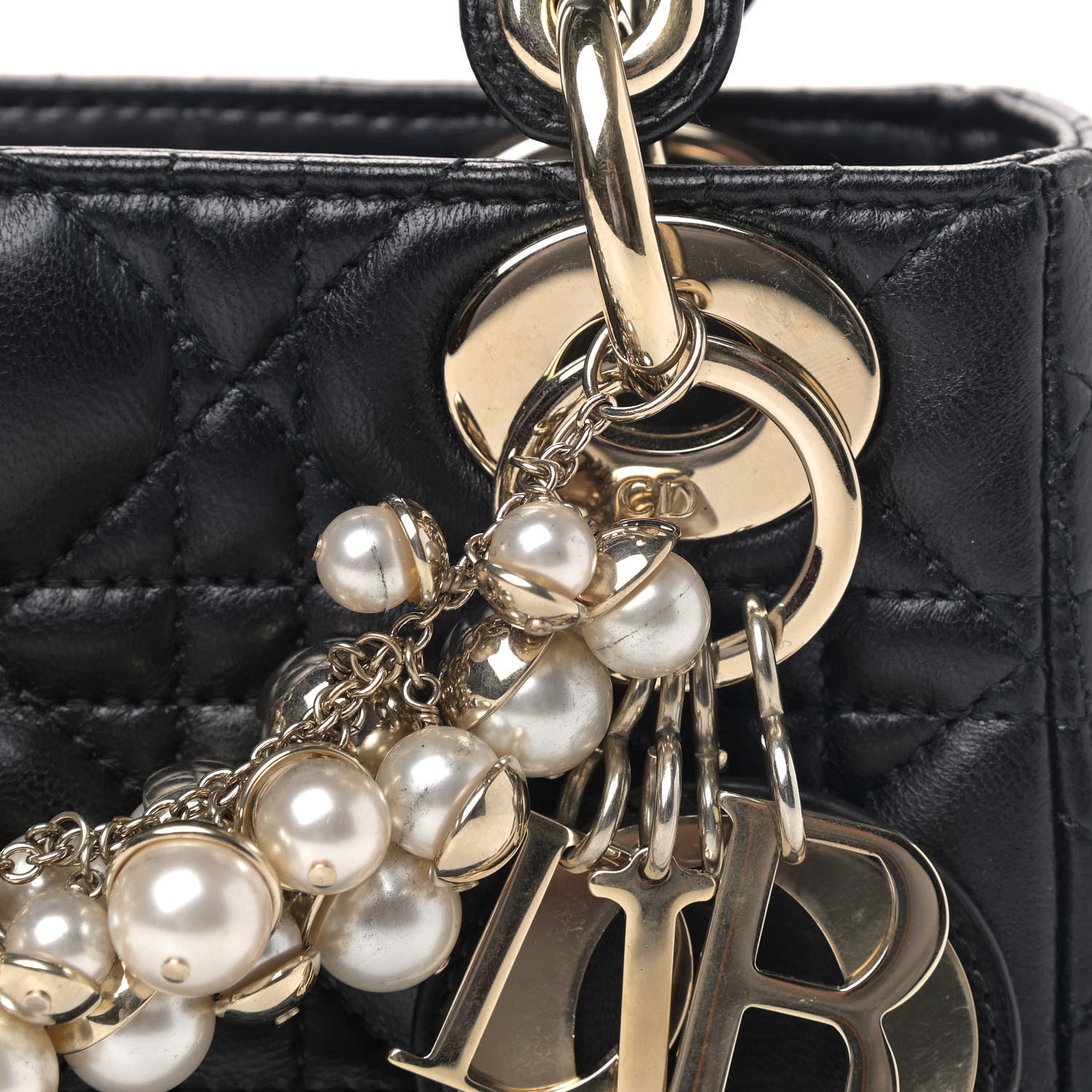 Christian Dior Lambskin Cannage Mini Pearl Lady Dior Black 5 of 7