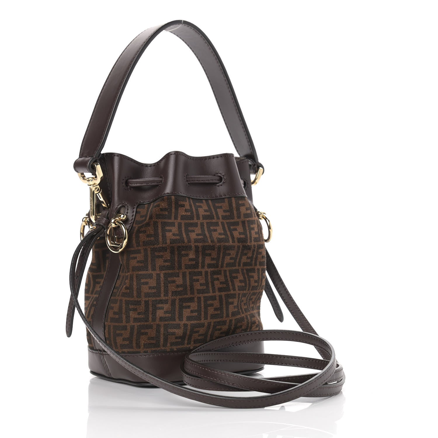 Fendi Suede Vitello King F is Fendi Micro FF Mini Mon Tresor Bucket Bag Sigaro Marrone Ebano 3 of 9
