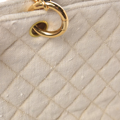 Chanel Linen Quilted CC Shopping Tote Beige 11 of 21