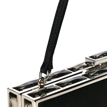 Judith Leiber Crystal Trim Satin Evening Bag Clutch Black 9 of 10