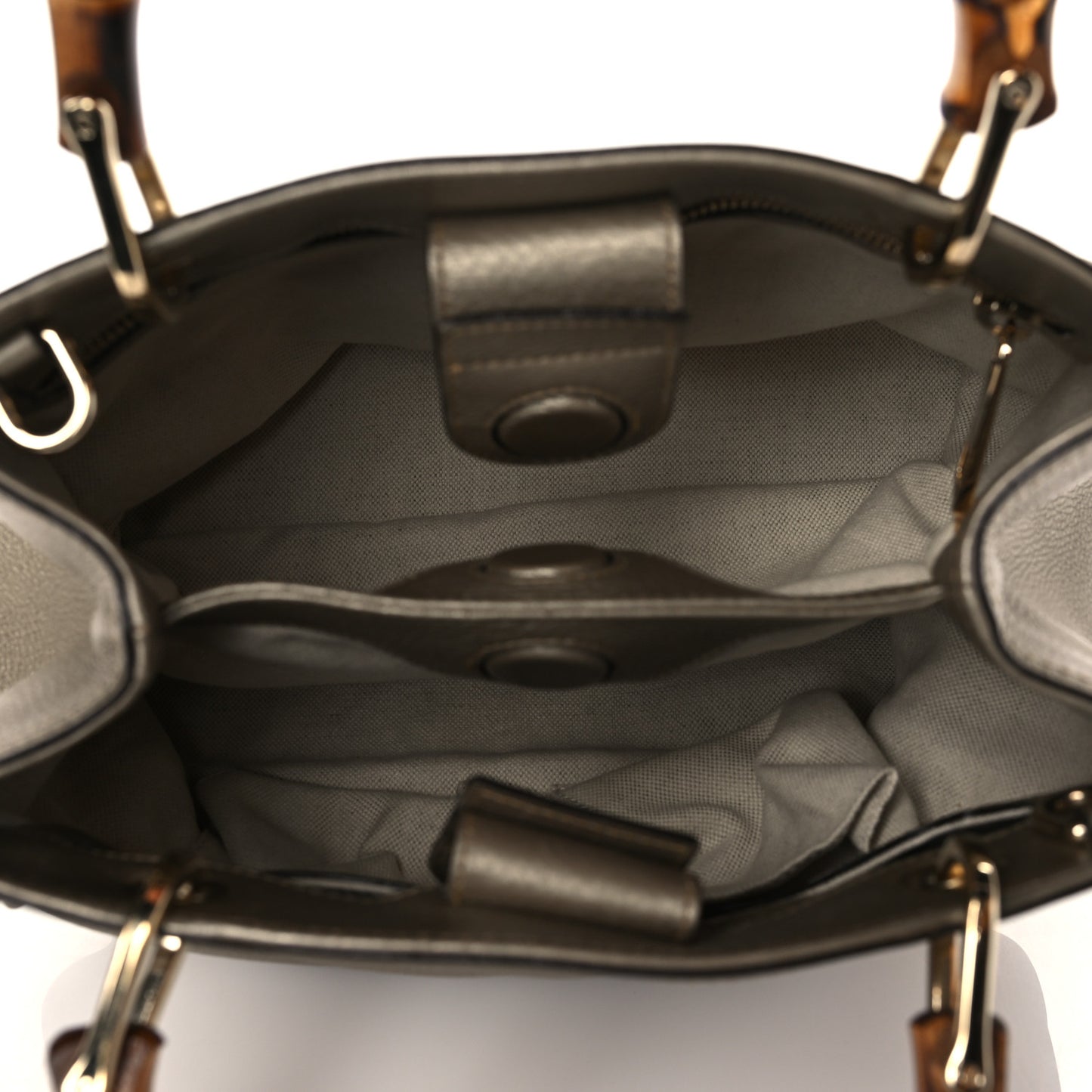 Metallic Calfskin Small Bamboo Shopper Tote Grey