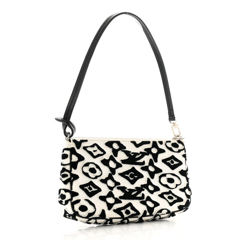 X UF Tufted Monogram Pochette Accessories White Black