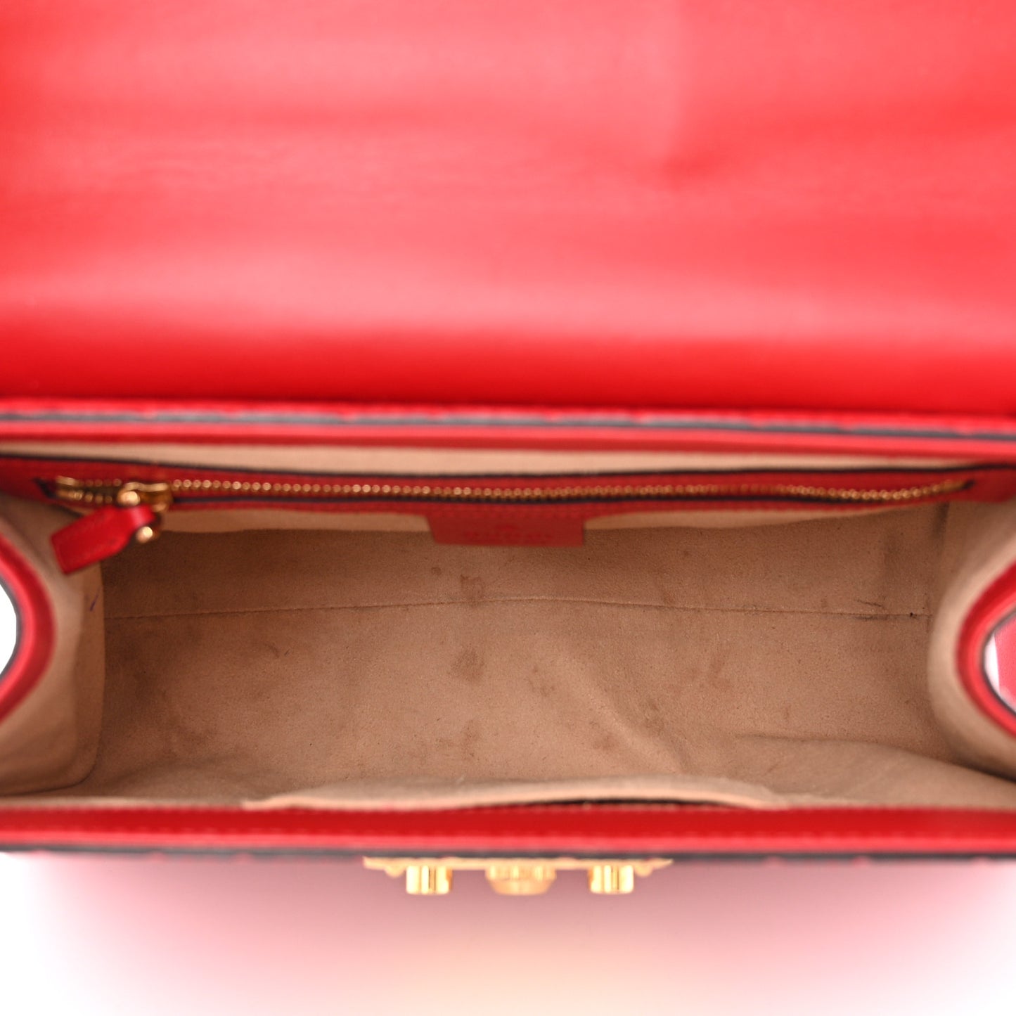 Guccissima Signature Small Padlock Top Handle Bag Hibiscus Red