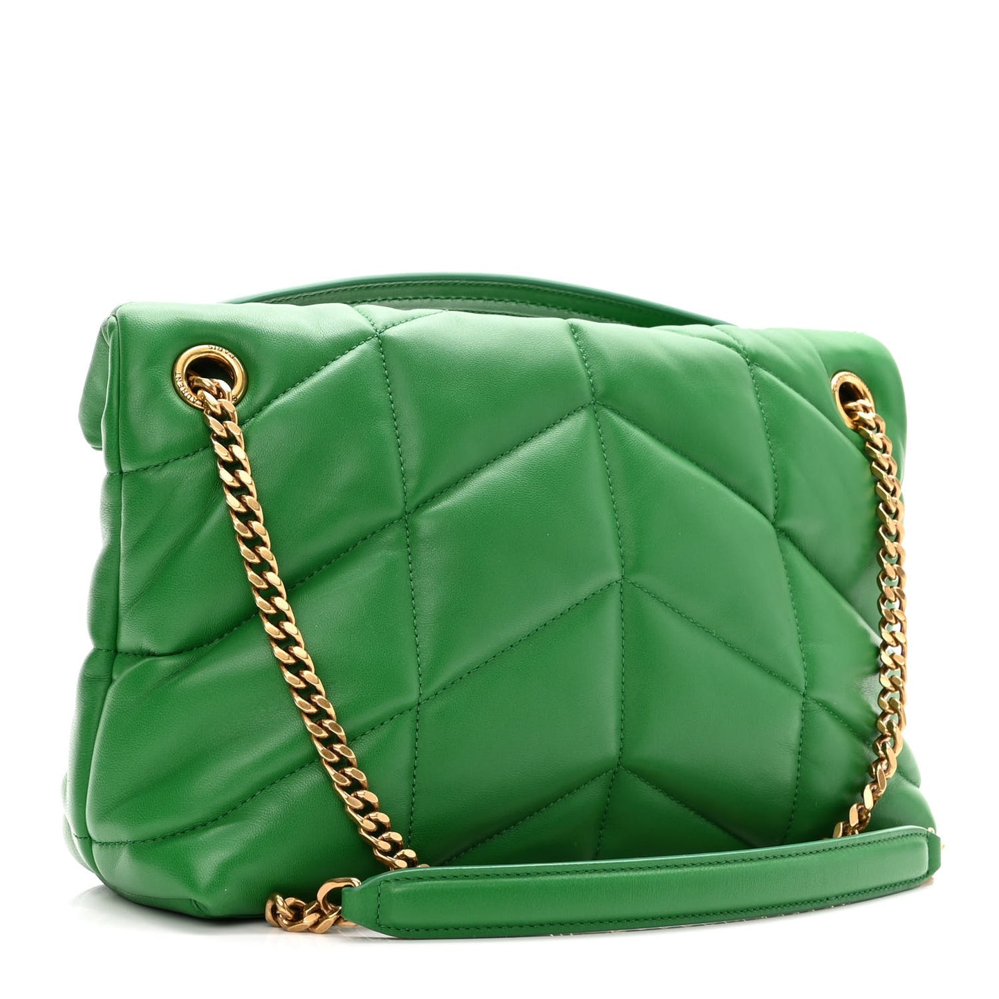 Lambskin Quilted Small Loulou Puffer Monogram Chain Satchel New Vert