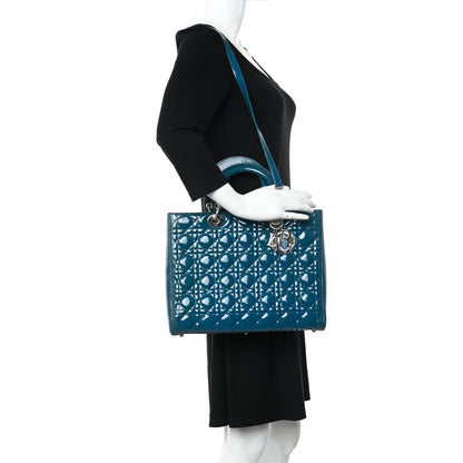 Christian Dior Patent Cannage Large Lady Dior Blue 2 of 10
