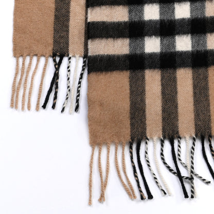 Burberry Cashmere Giant Check Fringe Scarf Camel 4 of 4