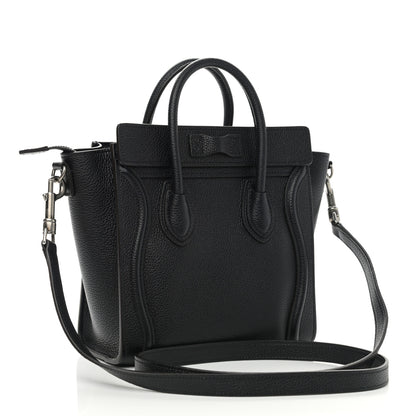 Celine Drummed Calfskin Nano Luggage Black 3 of 11