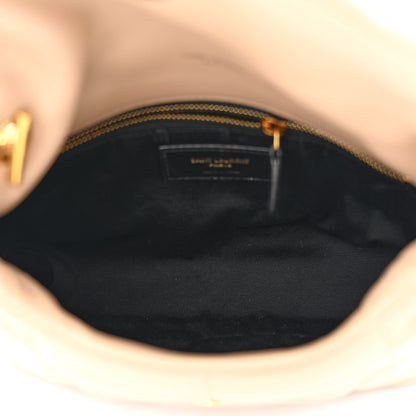 Saint Laurent Lambskin Quilted Toy Loulou Puffer Monogram Chain Satchel Dark Beige 5 of 10