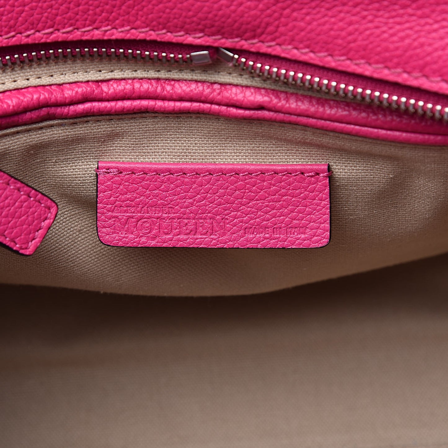 Pebbled Calfskin Small Skull Padlock Zip Around Tote Bouganville
