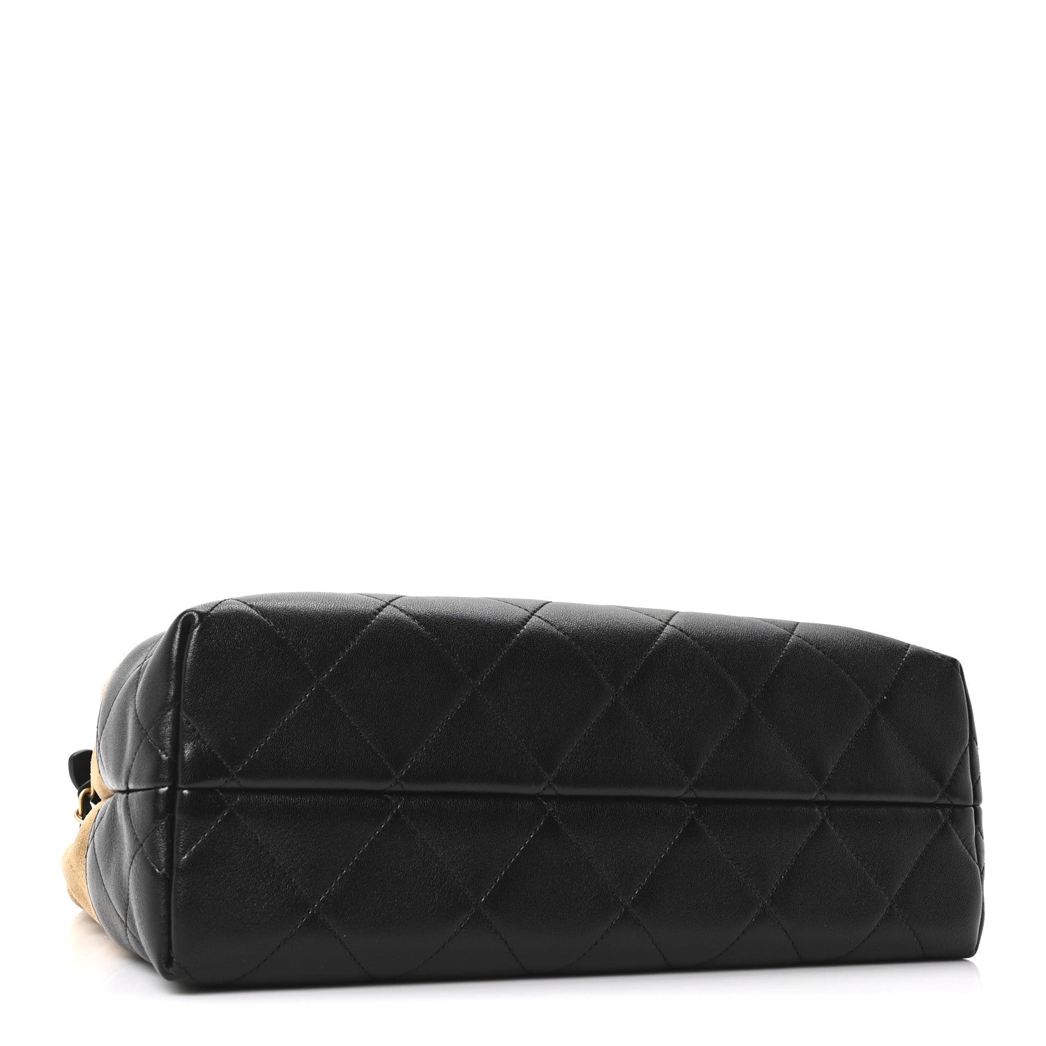 Chanel Suede Calfskin Shiny Lambskin Quilted Small Coco Base Shopping Bag Beige Black 4 of 11