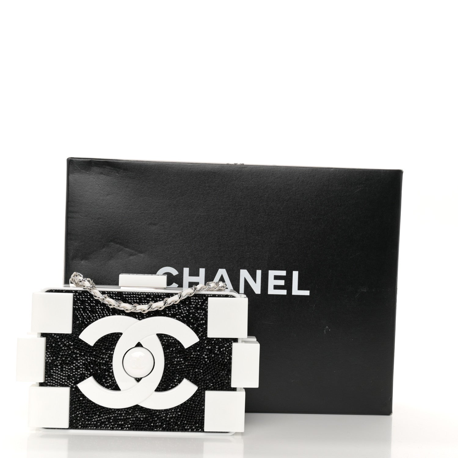 Chanel Plexiglass Crystal Lego Clutch White Black 26 of 26