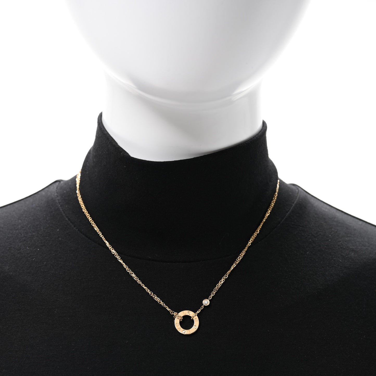 18K Yellow Gold 2 Diamond LOVE Necklace