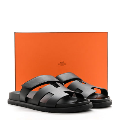 Hermes Calfskin Womens Chypre Sandals 39 Black 9 of 9