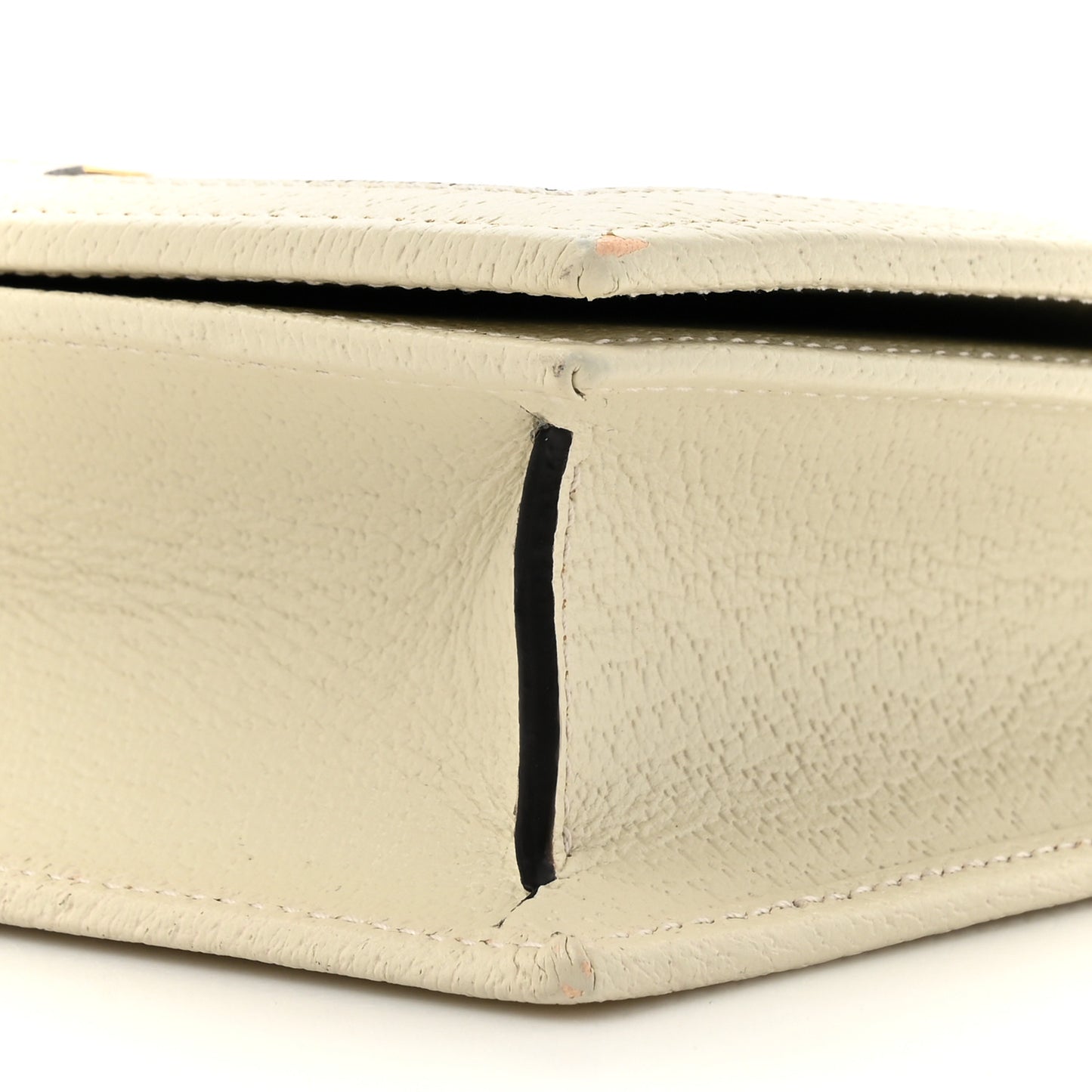 Textured Dollar Calfskin Mini Diana Chain Bag White