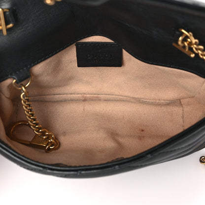 Gucci Calfskin Matelasse Super Mini GG Marmont Shoulder Bag Black 5 of 9
