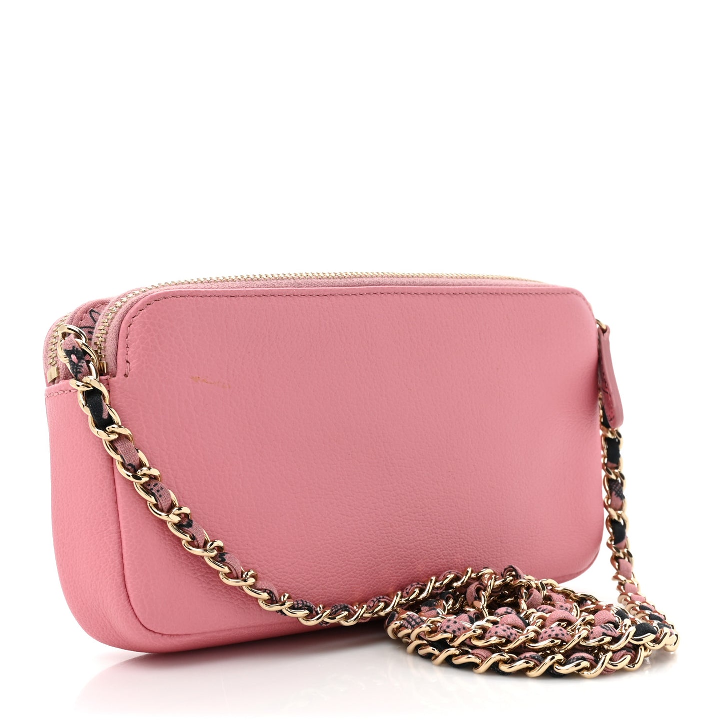 Calfskin Camellia Small Clutch With Chain Pink