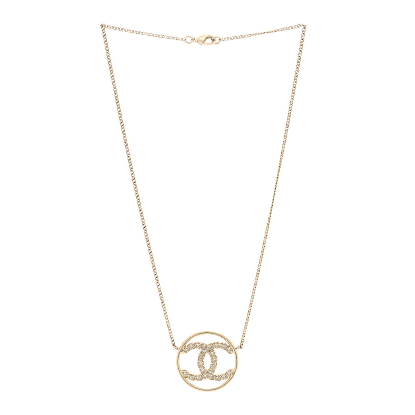 Baguette Crystal High Society CC Pendant Necklace Gold