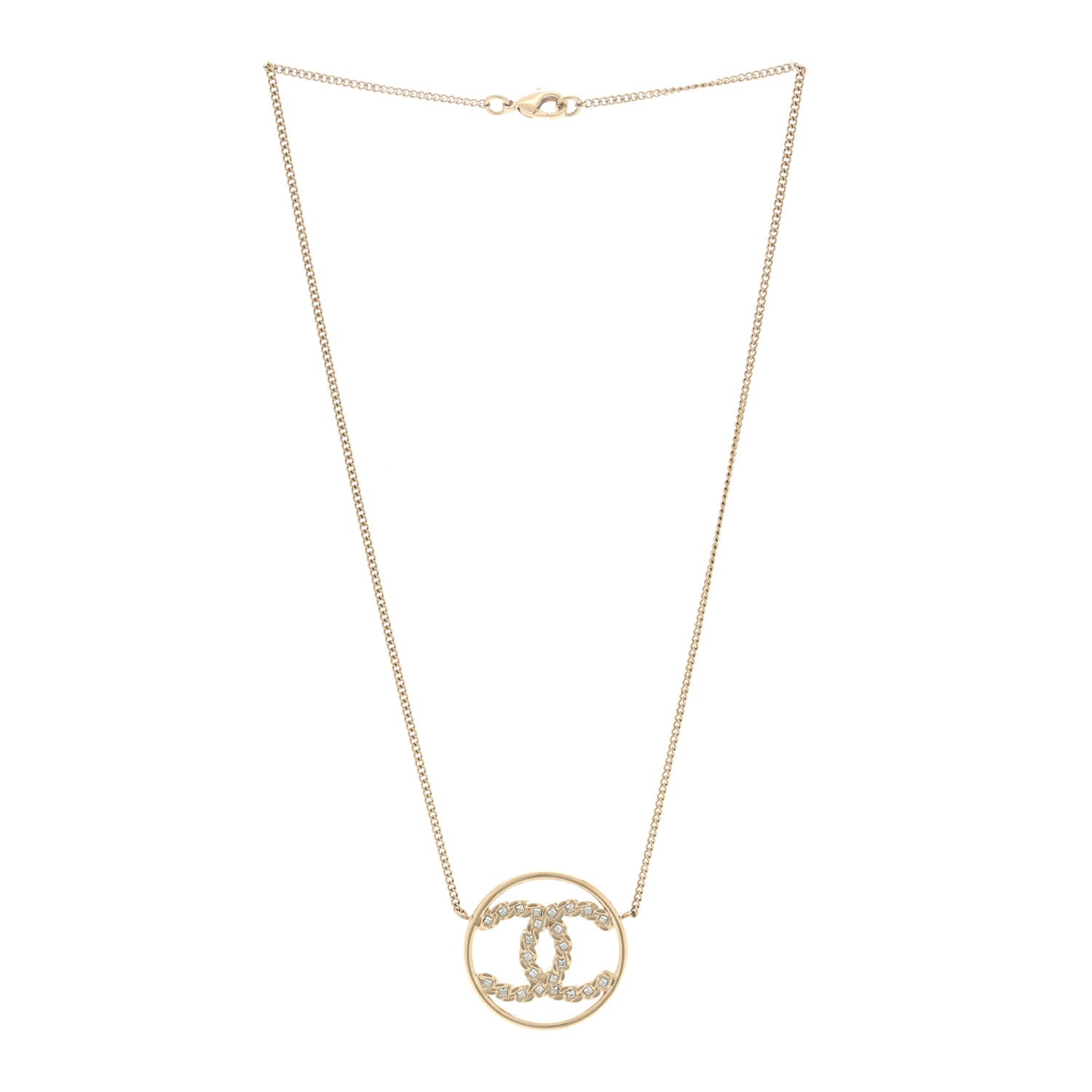 Chanel Baguette Crystal High Society CC Pendant Necklace Gold 3 of 4
