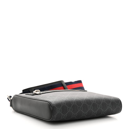 Gucci GG Supreme Monogram Web Small Flat Messenger Bag Black Grey 4 of 11
