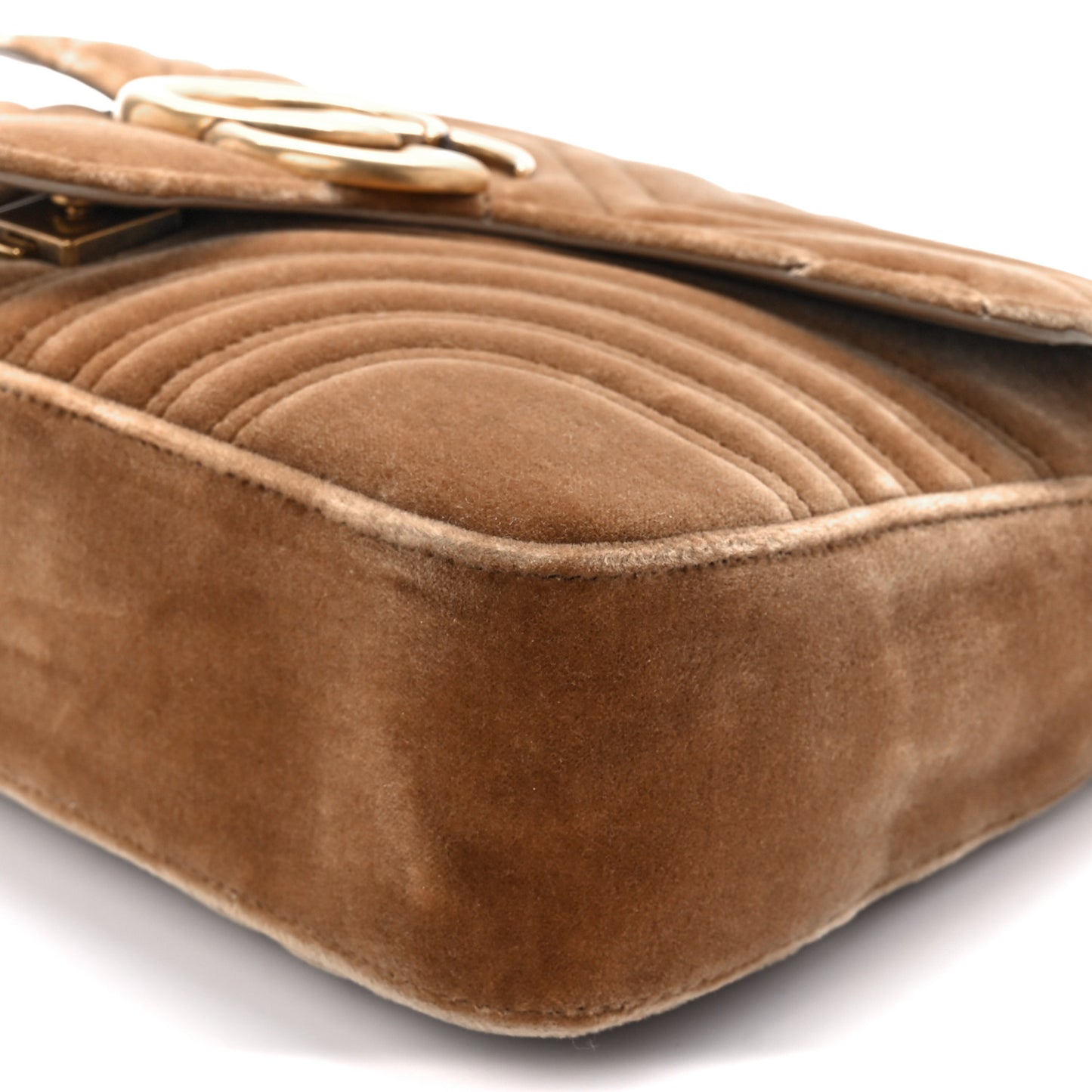 Velvet Matelasse Medium GG Marmont Shoulder Bag Taupe