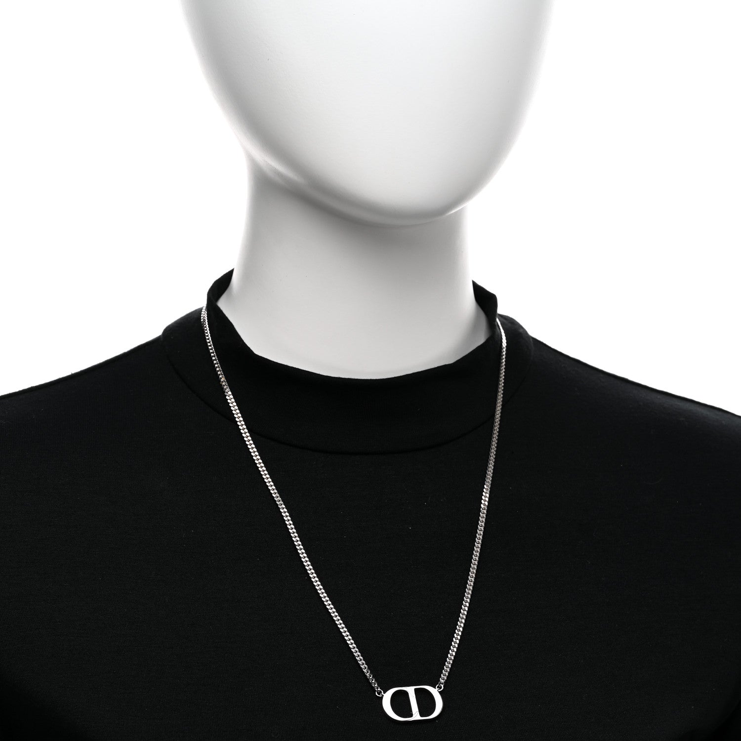 Christian Dior Sterling Silver CD Icon Pendant Necklace 1673154