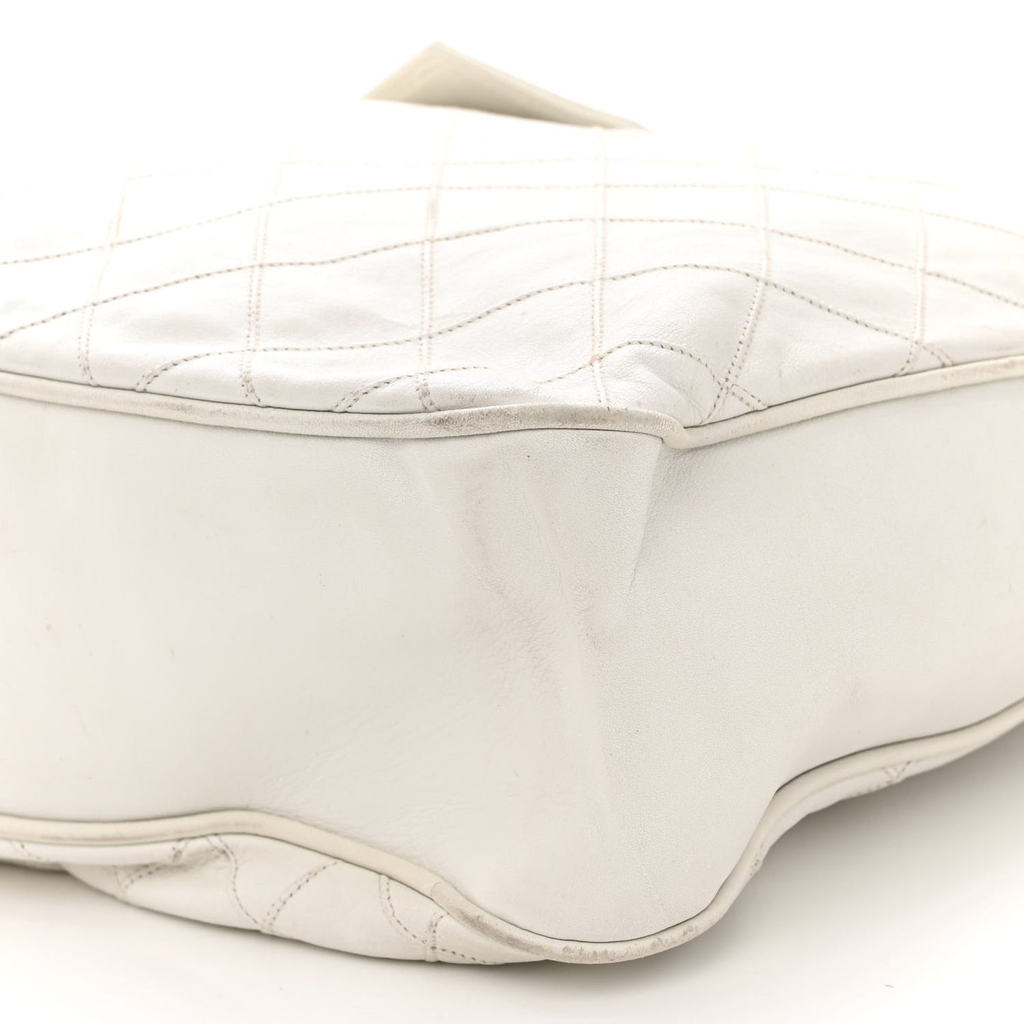 Lambskin Stitched Shoulder Bag White