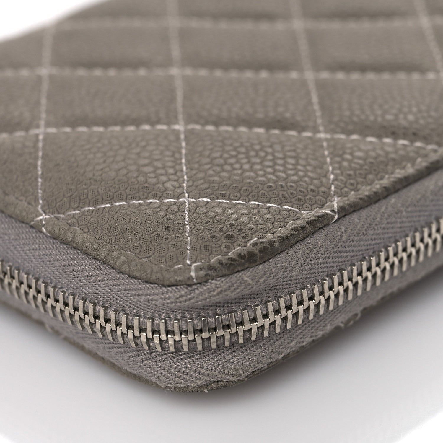 Chanel Caviar Quilted Large Gusset Zip Around Wallet Grey 13 of 15