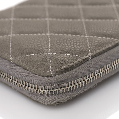 Chanel Caviar Quilted Large Gusset Zip Around Wallet Grey 13 of 15
