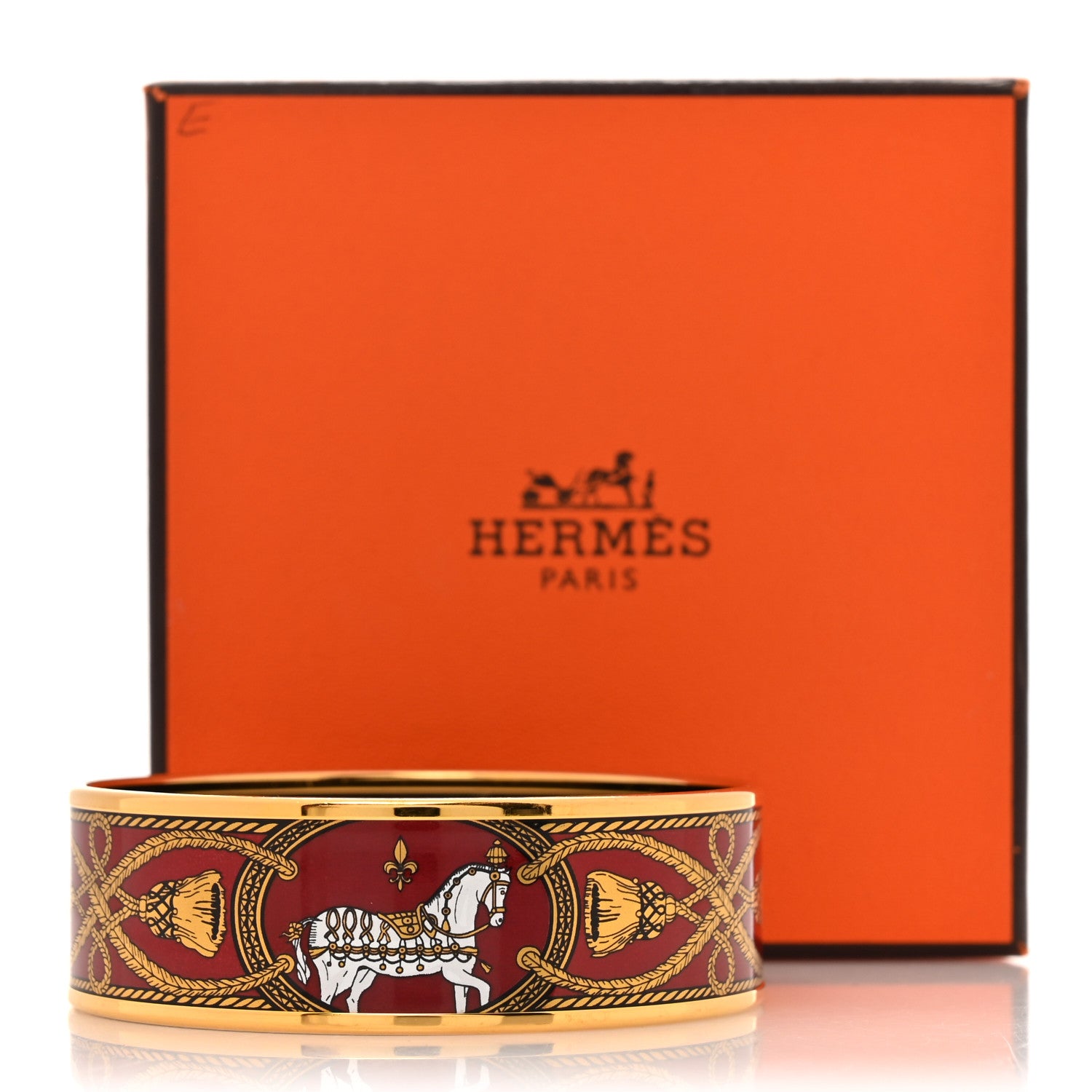 Hermes Enamel Printed Wide Grand Apparat Bracelet 70 Rouge 6 of 6