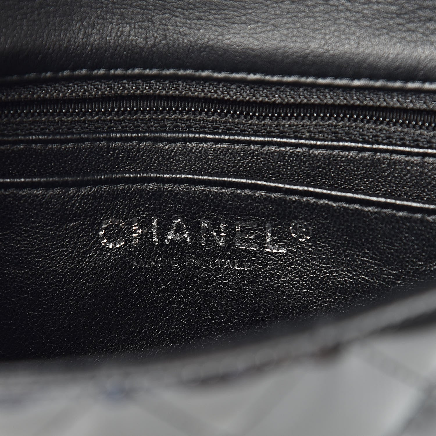 Chanel Striated Patent Calfskin Quilted Mini Rectangular Flap Dark Gray 6 of 10