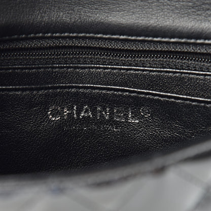 Chanel Striated Patent Calfskin Quilted Mini Rectangular Flap Dark Gray 6 of 10