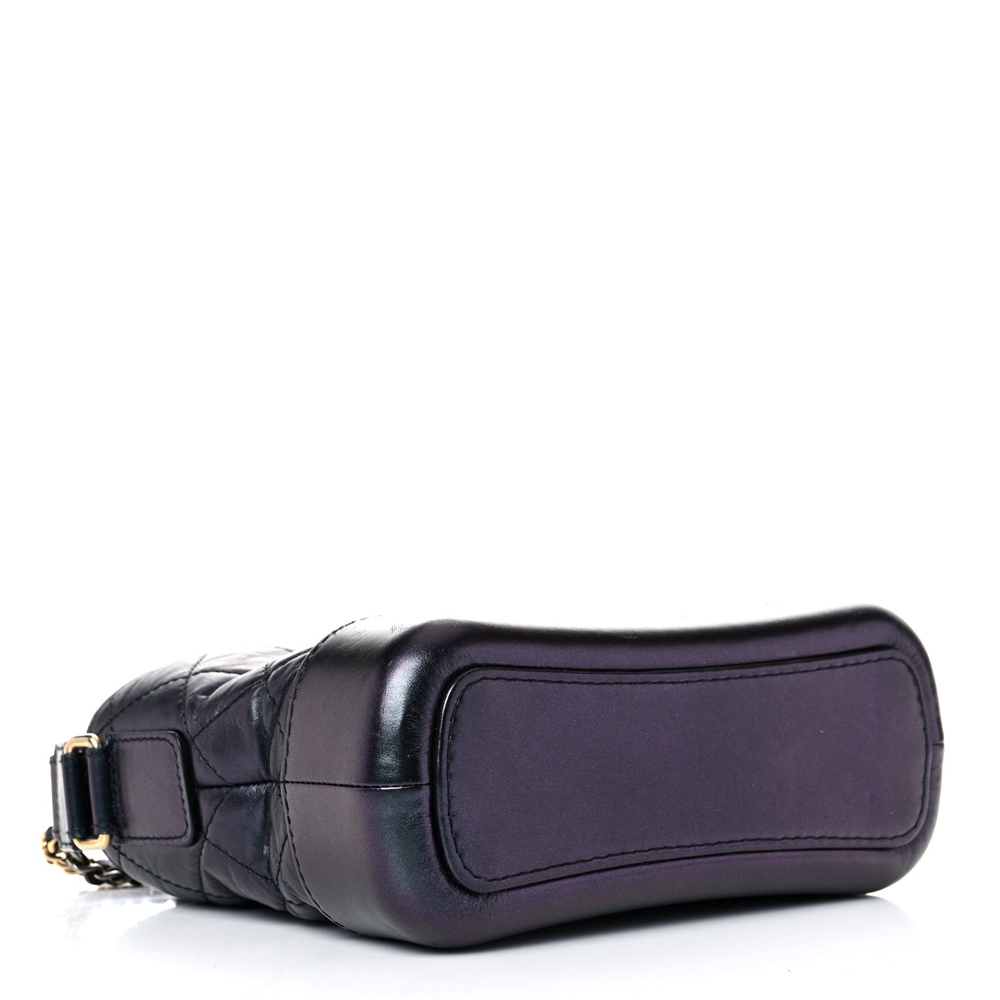 Iridescent Aged Calfskin Quilted Small Gabrielle Hobo Black