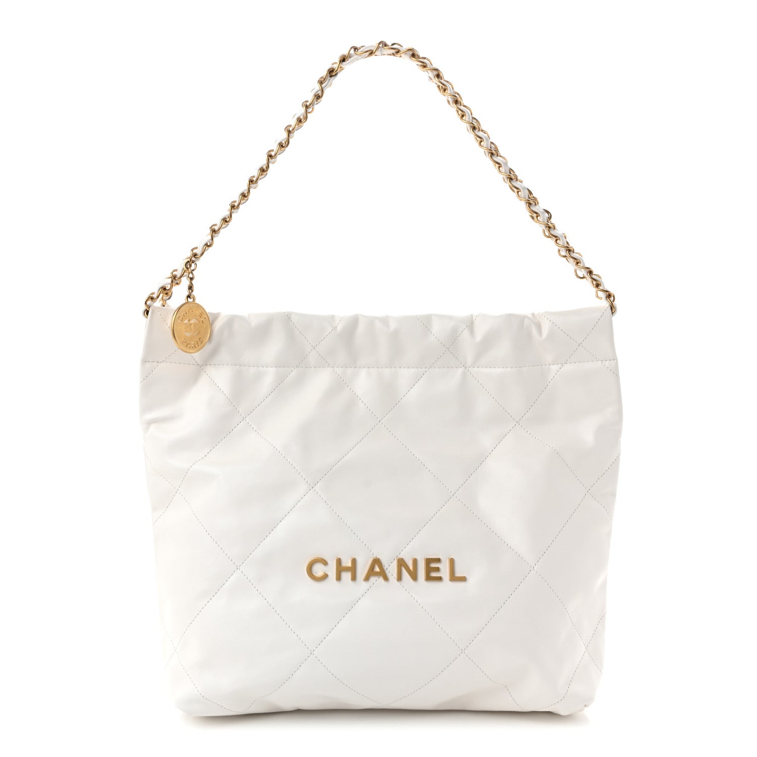 Chanel Shiny Calfskin Quilted Small Chanel  White 1 of 11