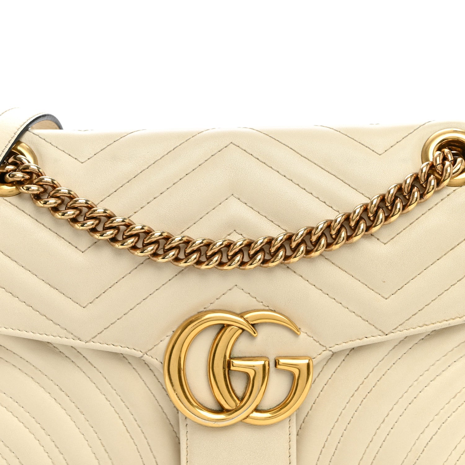 Gucci Calfskin Matelasse Small GG Marmont Shoulder Bag White 8 of 12