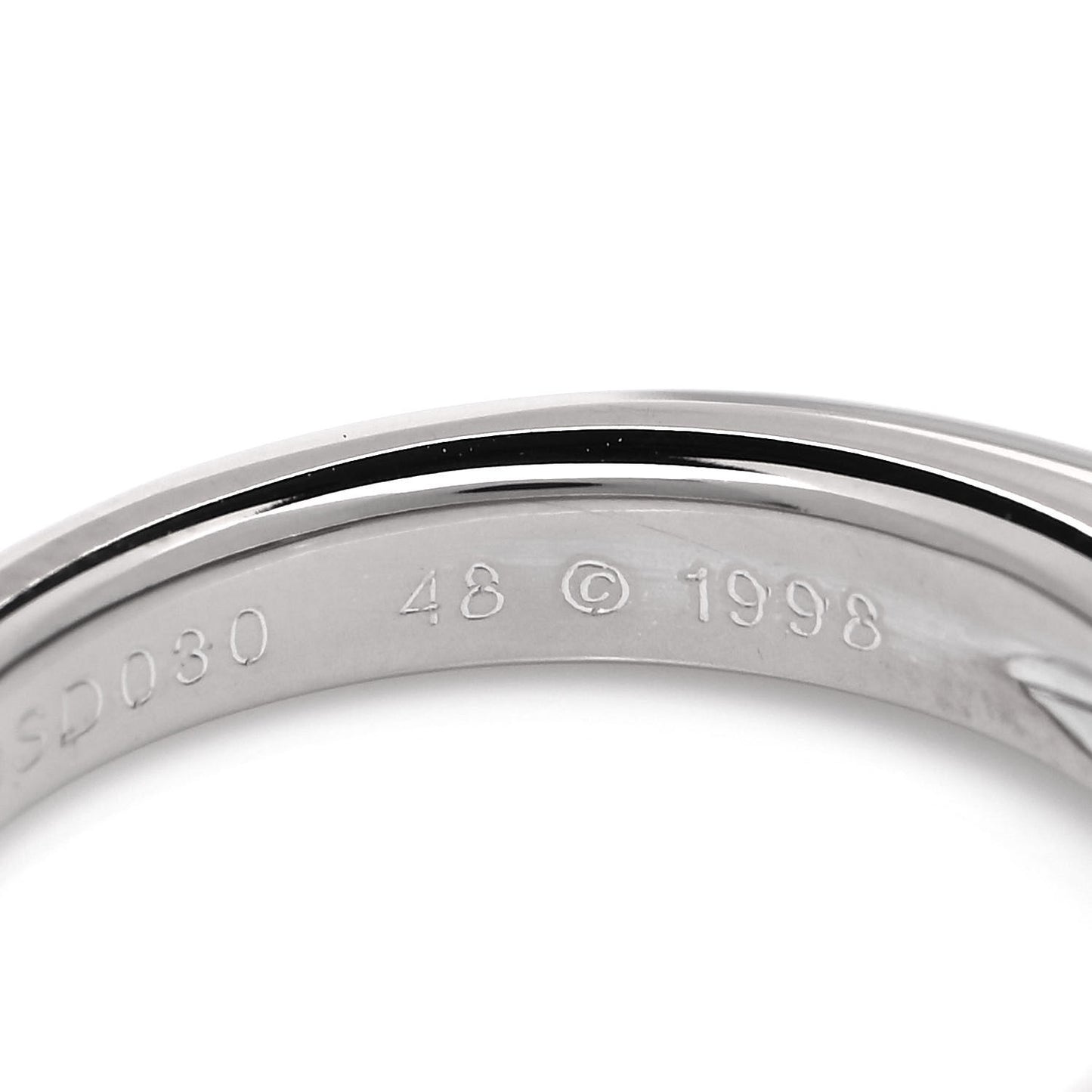 18K White Gold Diamond .31ct C De Cartier Solitaire Ring 48 4.5