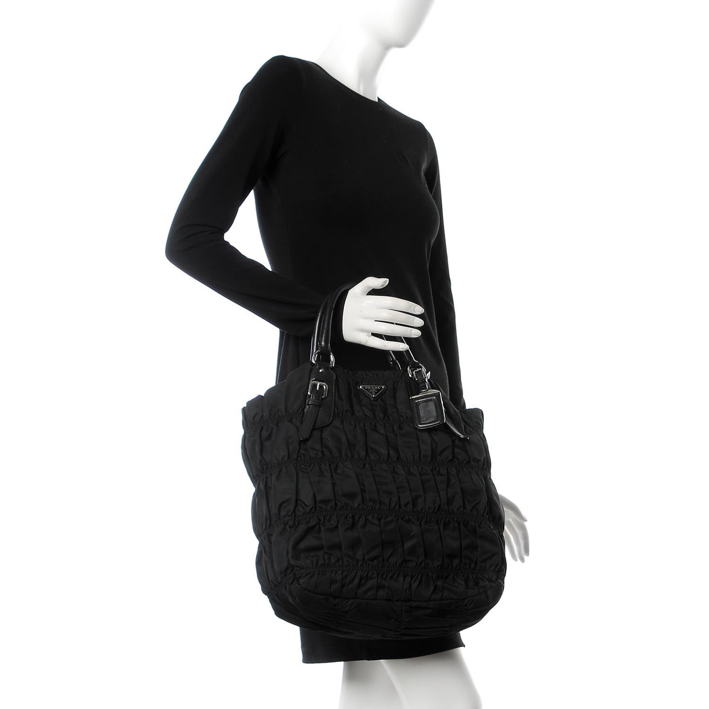 Tessuto Nylon Gaufre Tote Black