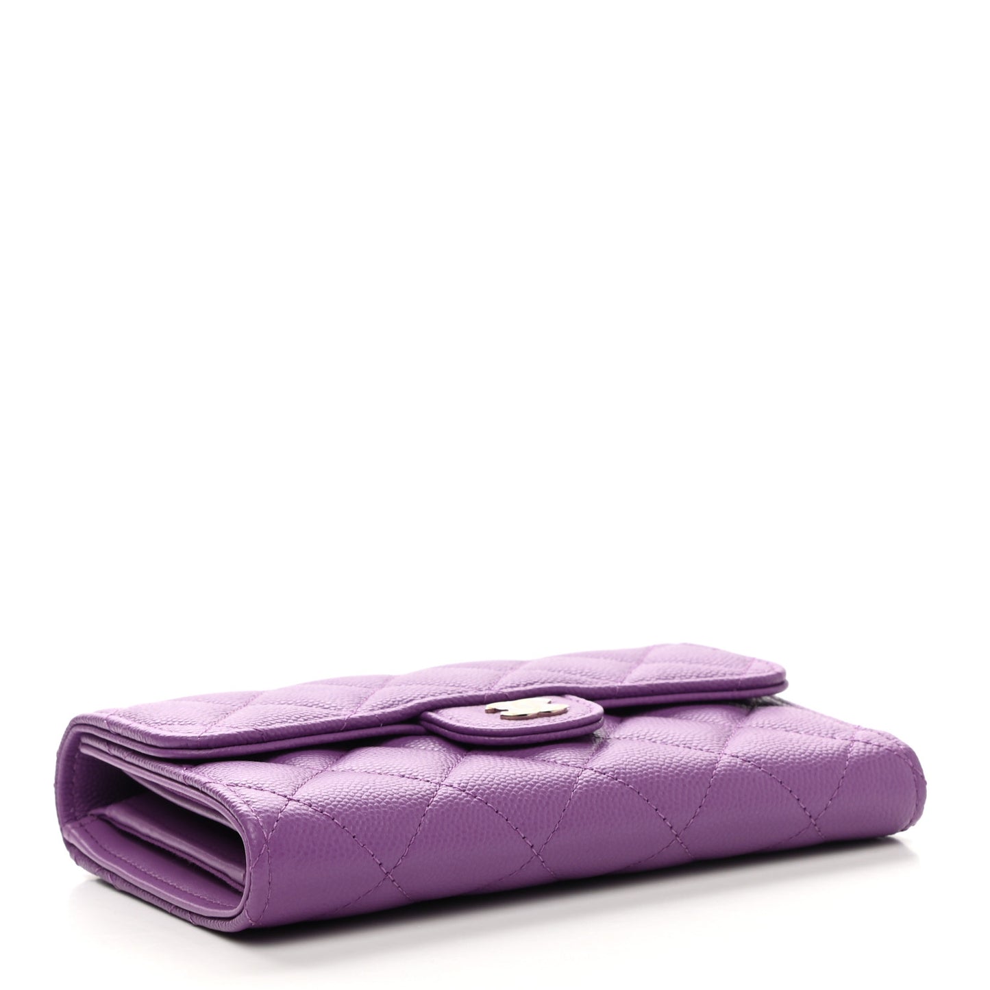 Caviar Quilted Medium Flap Wallet Purple