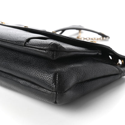 MCM Grained Calfskin Studded Shoulder Bag Black 7 of 10