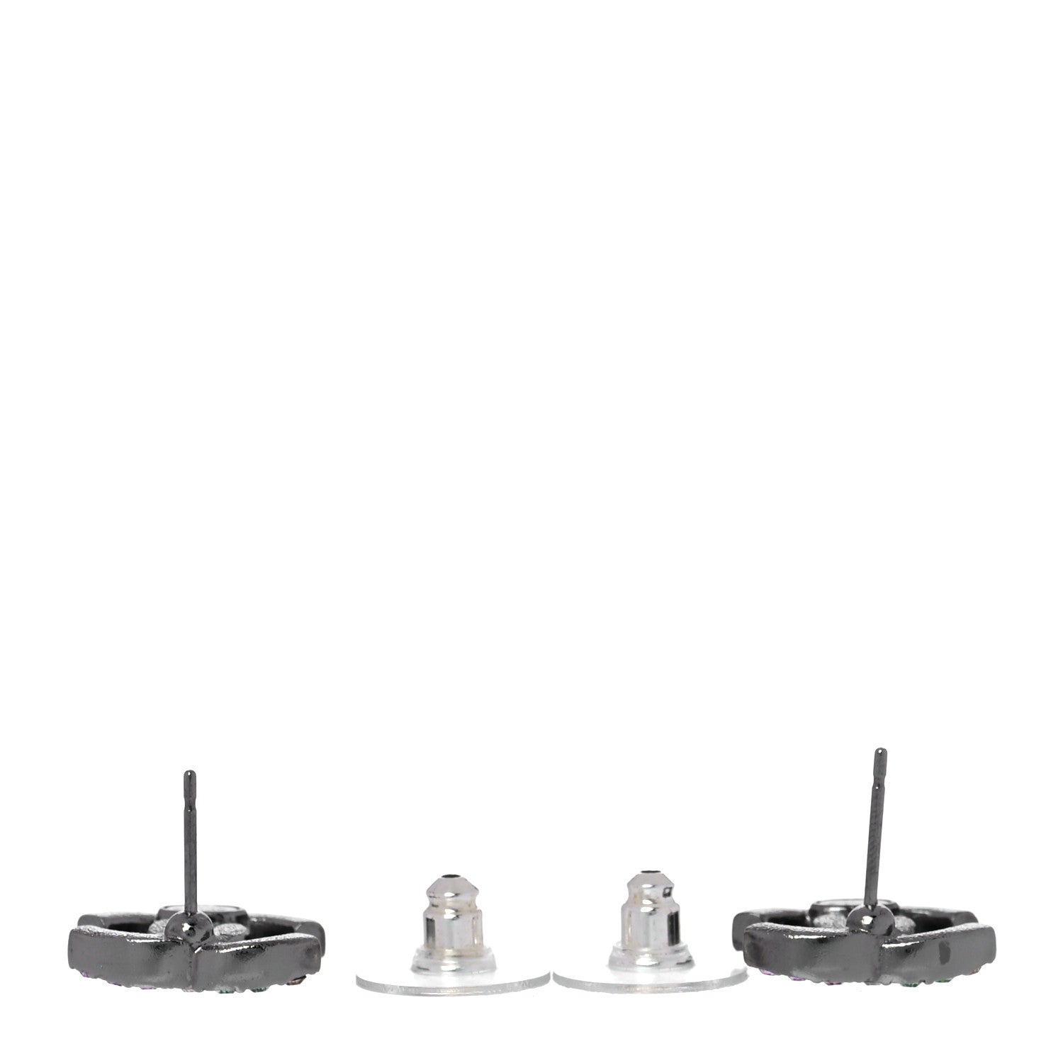 Chanel Ruthenium Crystal CC Earrings Multicolor 3 of 5