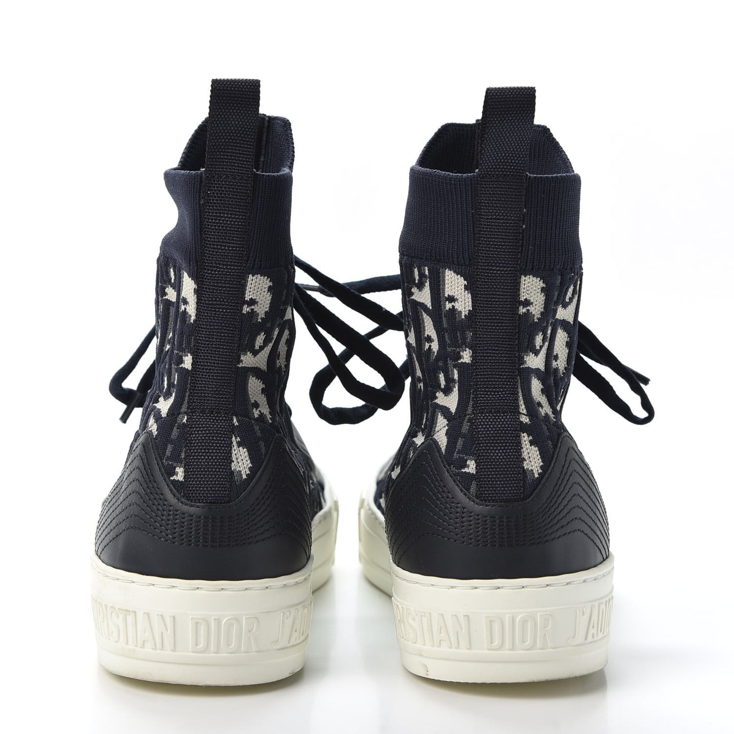 Technical Canvas Mesh Calfskin Womens Oblique Walk'n Dior High Top Sneakers 36.5 Deep Blue